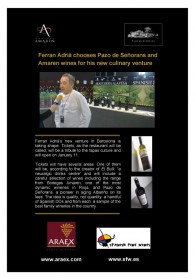 Pazo de Señorans ALBARINO door Ferran Adrià uitgekozen als schenkwijn. Pazo de Señorans ALBARINO door Ferran Adrià uitgekozen als schenkwijn.